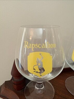 Rapscallion Brandy Snifter Barware  Glasses with Yellow Crest - Set of 3